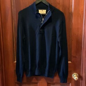 Limited Edition Alan Paine Navy Zip-Button Lambswool Sweater